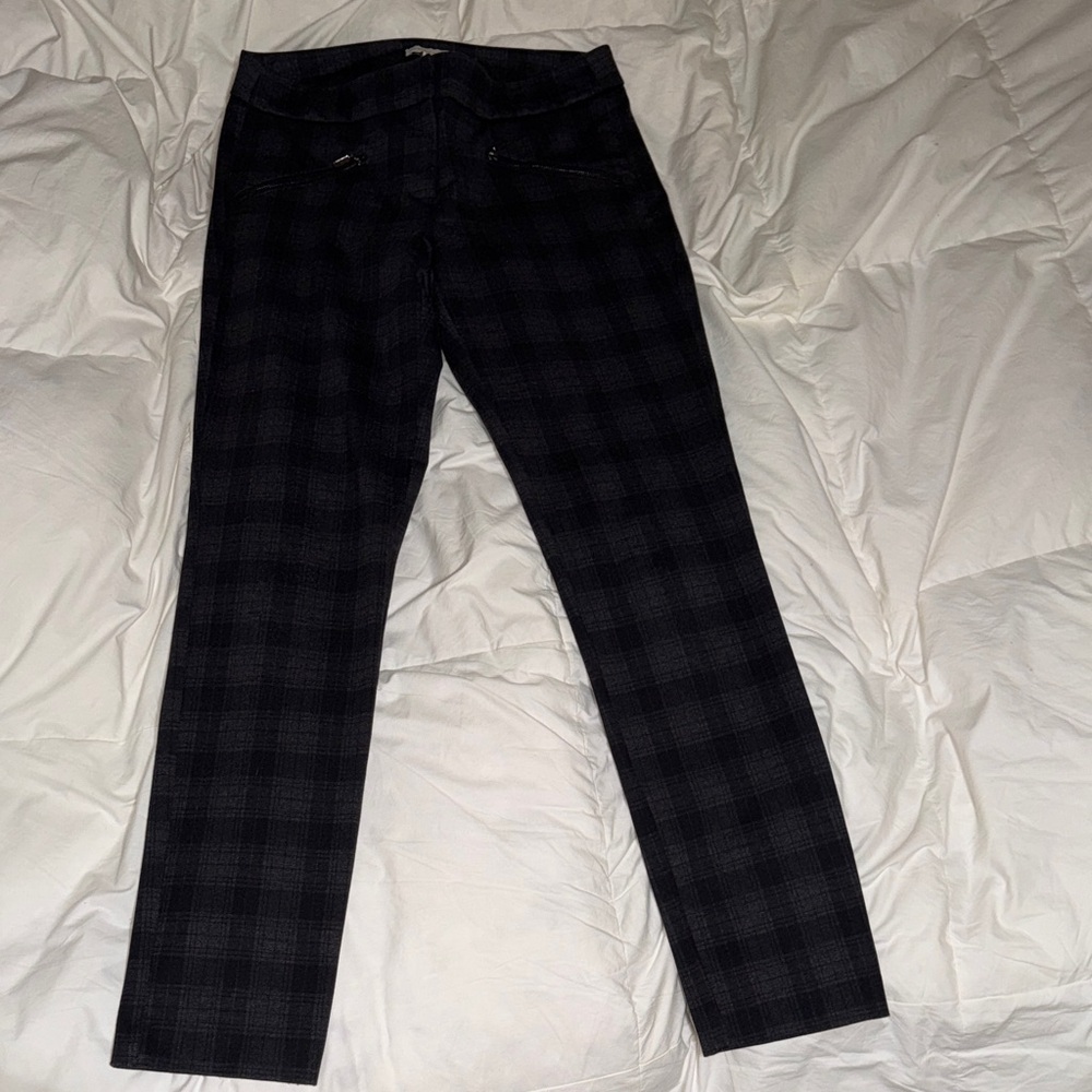 Adrienne Vittadini Charcoal Plaid Trousers